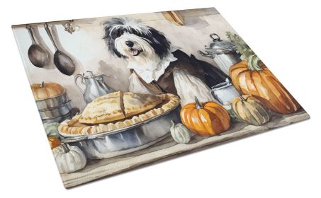 NEW Old English Sheepdog Fall Kitchen Pumpkins Glass Cutting Board Decorative Tempered Glass Kitchen Cutting and Serving Board Large Size Choppin