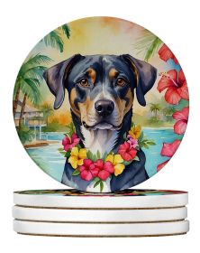 Catahoula Luau Large Sandstone Coasters Pack of 4 Absorbent Round Coasters Decor Gifts for Men or Women, 4 in, Multicolor