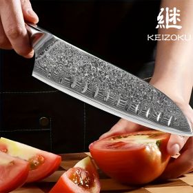 Damascus Steel Chef Knife 8 Inch, Santoku Knife, Boning Knife, Japanese Professional 10Cr15MOV Blade With Hand Forged Hammer Pattern, Ultra Sharp (Option: Santoku Knife)