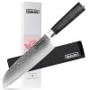 Qulajoy 7 Inch Santoku Knife- Ultra Sharp Japanese 67 Layers Damascus VG-10 Steel Core - Professional Hammered Chef Knife - Ergonomic G10 Handle