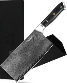 Kegani Meat Cleaver Knife 7 Inch - Damascus 73 Layers AUS-10 Steel Core Butcher Knife - G10 Handle Chinese Knife With Gift Box & Sheath (Option: Meat Cleaver Knife-Silver Knight Series)