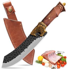 Qulajoy Boning Knife - Hand Forged Camping Knife 7Cr17MOV Blade - Dragon Head Handle And Leather Sheath - Unique Dragon Style - Viking Knife For (Option: Butcher Knife)