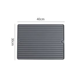 Silicone Square Dish Drying Mat Drain Pad Water Filter Table Placemat Kitchen Heat Resistant Protection Durable Kitchenware (Color: grey-30x40cm, size: as the picture)