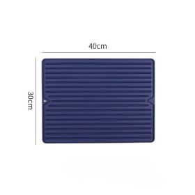 Silicone Square Dish Drying Mat Drain Pad Water Filter Table Placemat Kitchen Heat Resistant Protection Durable Kitchenware (Color: blue-30x40cm, size: as the picture)