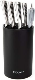 Knife Block Holder, Universal Knife Block without Knives, Unique Double-Layer Wavy Design, Round Black Knife Holder for Kitchen, Space Saver Knif (Option: Default)